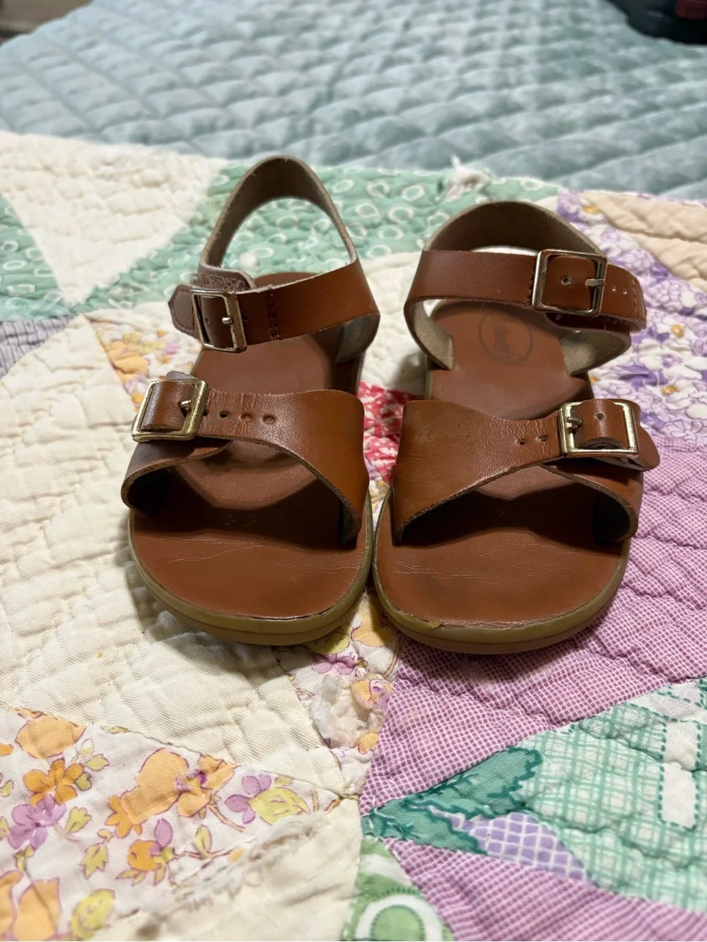 FootMates Brown Leather Buckle Kids Sandals